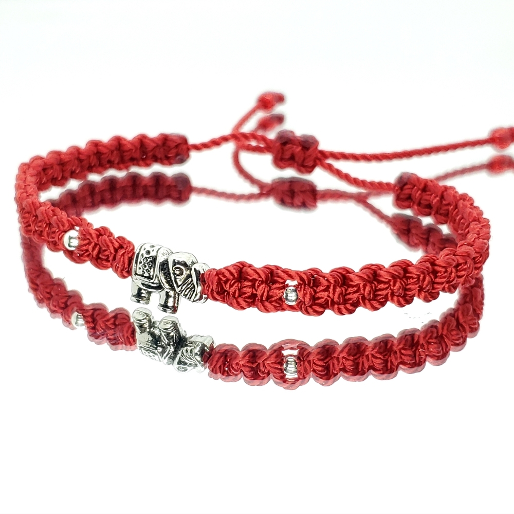 Elephant bracelet, handmade red string bracelet, elephant charm, elephant lover